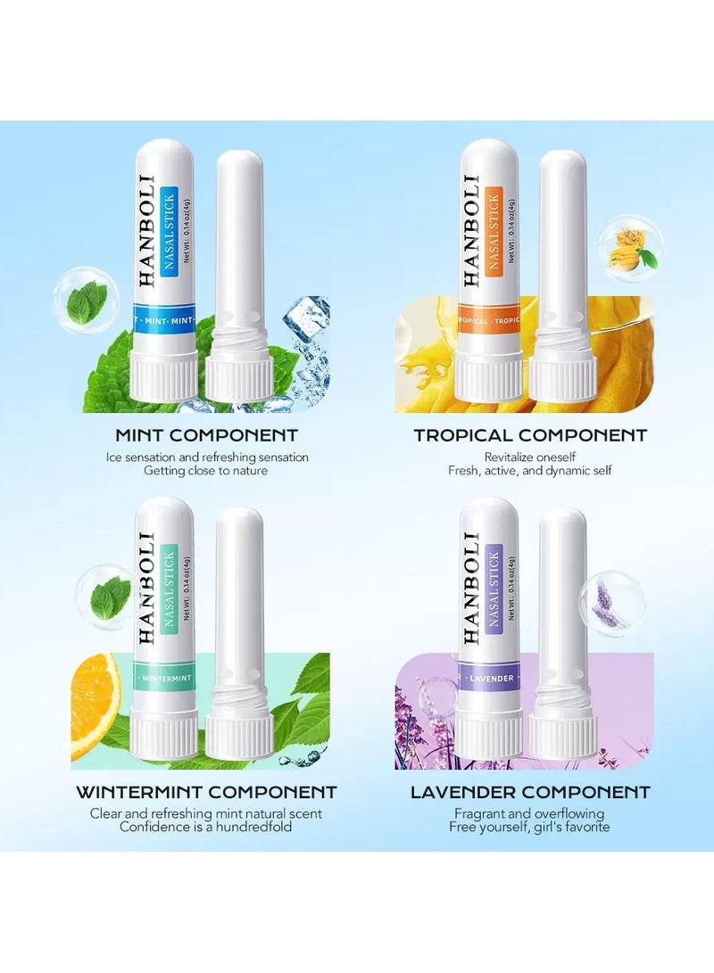 عصا أنفية لتعزيز الطاقة (عبوة من 4 قطع) عصا استنشاق أنفية محمولة لتحسين التنفس، منثول نقي وطبيعي يوفر تبريدًا منعشًا - Image 2